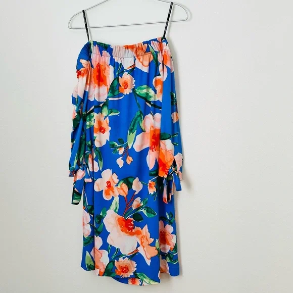 Vince Camuto off shoulder Tie Sleeve mini Dress floral - Picture 5 of 7